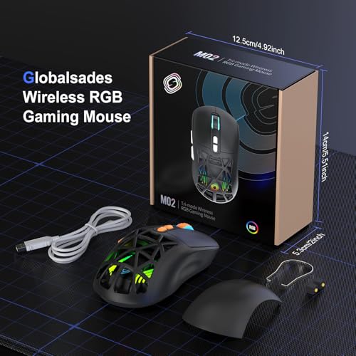 Wireless Gaming Mouse, Rechargeable&Rechange Shell,RGB Programmable Macro Mouse, Lightweight Mouse,10000 DPI,Tri-mode Wired/BT 5.0/2.4GHz Wireless Mouse Gaming with 2 Side Buttons (Black Orange) - color: Black Orange