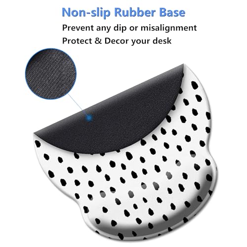 Mouse Pad Wrist Support,Ergonomic Mouse Pad with Wrist Rest,Comfortable Mousepad with Smooth Wrist Rest,Pain Relief Mouse Pads for Non-Slip Base,Computer,Laptop,Office & Home(Black Spots) - color: Black Spots