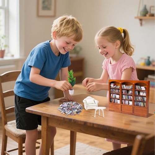 Mini Bookshelf with 240pcs Mini Books Sofa Desk Plant Dollhouse Bookshelf | Tiny Small Bookshelf Dollhouse Decor Shake Away Your Anxiety for Book Lovers Gift Home Room Office - style: Mini Books with Big Bookshelf