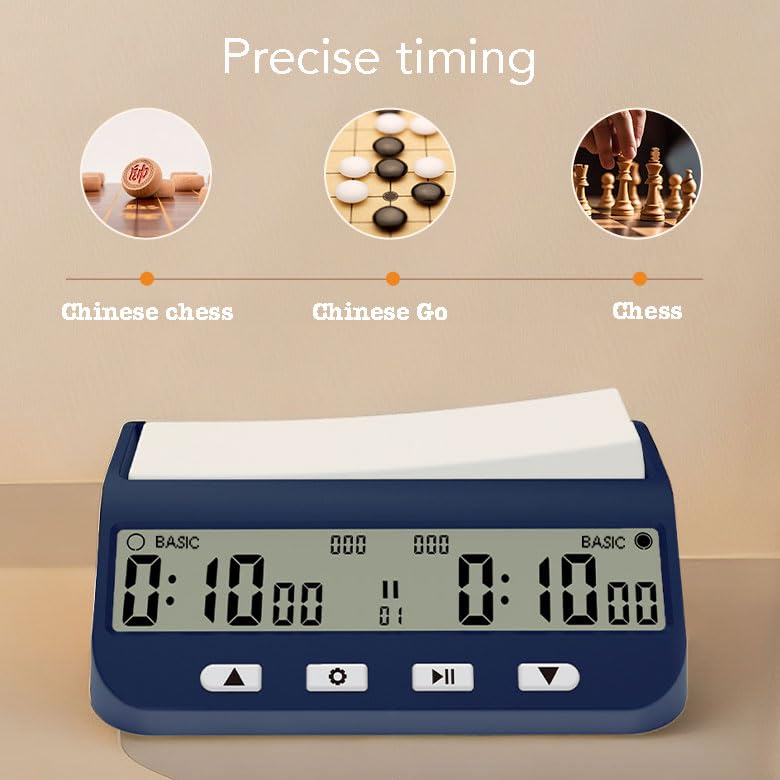 Chess Timer Clock, Portable Digital Chess Timer for Professional Board Game Competitions with Basic,Bonus, Delay, and On/Off Alarm