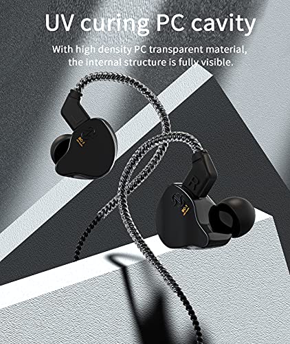 Kinboofi CCZ Melody Wired Headphones, Dynamic Hybrid Dual Driver in Ear Earphones 1BA+1DD HiFi Wired Headphones Musicians IEM Upgrade Deep Bass Suitable for Bass Vocals Pop Folk ACG (with MIC, Black)… - color: Dark, size: With Mic, style: With Mic
