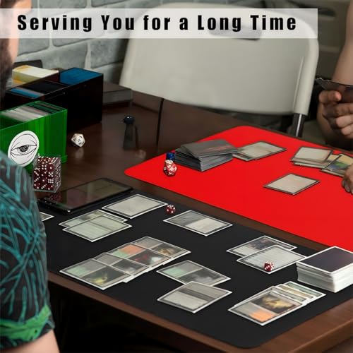 Ecally 4 Pcs Card Game Mats 24 x 14 Inch Playmat Table Smooth Playing Card Mat for TCG, Gameplay (Red,Black) - color: Red