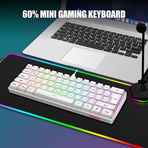 RedThunder 60% Mini Gaming Keyboard and Mouse Combo, Lightweight, Ultra-Compact 61 Keys RGB Backlit,7200 DPI Honeycomb Optical Mouse, Wired Gaming Set for PC MAC PS5 Xbox Gamer(White) - style: 01 White Wired Combo