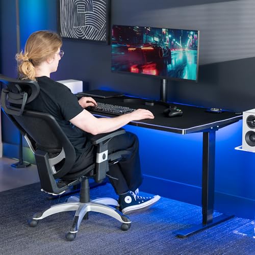 VIVO Large 60 x 30 inch Full Size Desk Pad with RGB Lighting for Office Ambience and Immersive Gaming, Oversized Mouse Pad Table Top Cover, 12 Color Modes, Non-Slip Base, Black, DESK-PAD60-30 - size: 60" x 30"