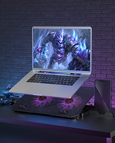 KeiBn Upgrade Laptop Cooling Pad, KeiBn Laptop Cooler 2 Fans for 10-15.6 Inch Laptops, 5 Height Stands, 2 USB Ports (S039-Purple) - color: Purple