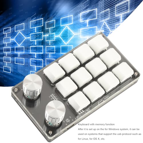 One Handed Macro Mechanical Keyboard, 12 Key Mini Keyboard | Programmable Macro Keyboard, Usb-C Portable Mini Keypad For Office, Cad, Obs, Music Daw, Computer Accessories - color: Black White