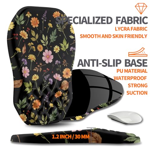 Ergonomic Slope Mouse Pad Wrist Support, Wrist Rest Mousepad for Carpal Tunnel Pain Relief with Massage Bulge and Slow Rebound Memory Foam (12x8 inch, Flowers and Leaves) - color: AM042-Flowers and leaves