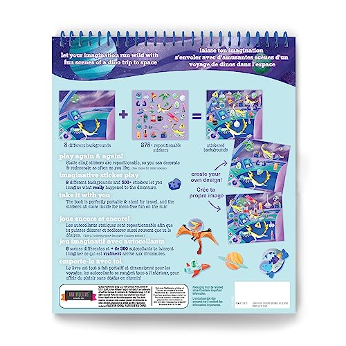 Sticker It Up! - Dinos Go to Space - Repositionable Stickers with 8 Backgrounds & Over 300 Stickers - Mess Free and Travel Friendly for Kids Ages 3 and Up
