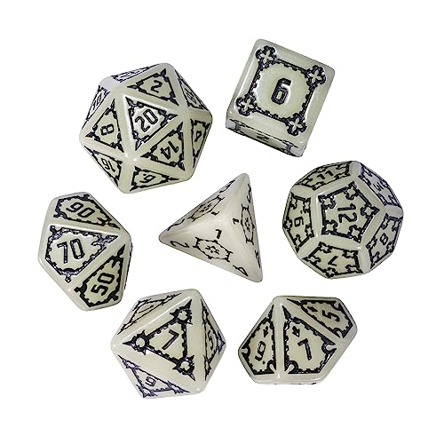 cusdie 25mm Giant DND Dice Glow in The Dark, 7 Pcs Luminous Polyhedral Dice Set, Glowing D&D Dice with Dragon Eye Dice Bag for Pathfinder RPG(Glow in The Dark) - color: Luminous