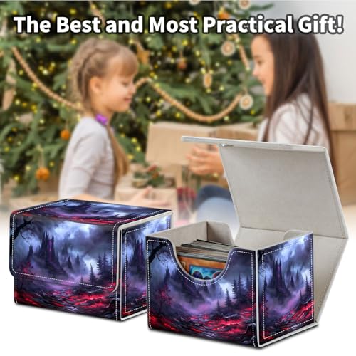 Stylish MTG Deck Box for 110+ Cards, Magnetic Commander Deck Case with Bonus Game Card Pouch, Durable Storage for TCG and Sleeved Magic Cards, Dark Fantasy - color: Dark Fantasy