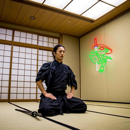 Ninja Frog Neon Sign Dimmable Toad Ninja Neon Light for Wall Decor Frog LED Light Up Sign for Kids Room Game Room Store Man Cave Zoo - style: Ninja Frog