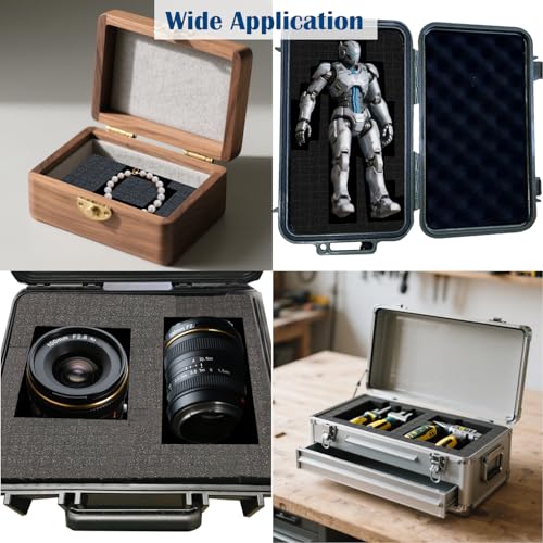 4 Pcs Pick and Pluck Foam 12 x 12 Inch, 2 Sizes Foam Inserts For Cases, Gun Case Polyurethane Foam Sheet for Toolbox, Storage Drawer,Game Box, Crafts (2Pack 12"x12"x2", 2Pack 12"x12"x0.4") - size: 2Pcs 12"x12"x2" & 2Pcs 12"x12"x0.4"