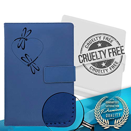 The Amazing Office Dragonfly Heart Refillable Journal, Blue Faux Leather, 200 Lined Pages, 5.75x8.5 Inch Notebook with Magnetic Clasp and Pen Holder, Writing Diary for Women and Men - color: Dragonfly-Heart Blue