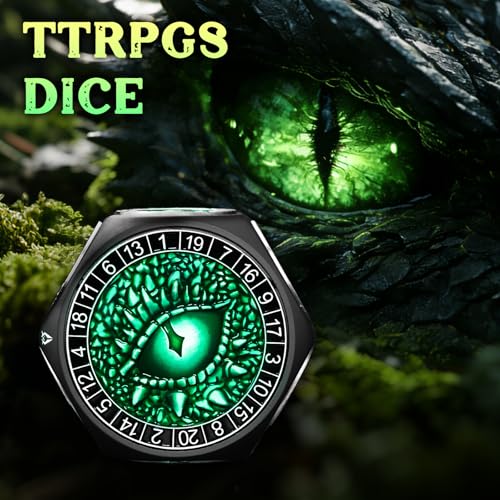 ZHOORQI 8-in-1 DND Dice Set β Metal Spinner Dice with Dual D20, 3D Monster Engravings & Smooth Spinning β Perfect for TTRPG, D and D Dungeons and Dragons Gifts(Black Dice- Green) - color: Black Green