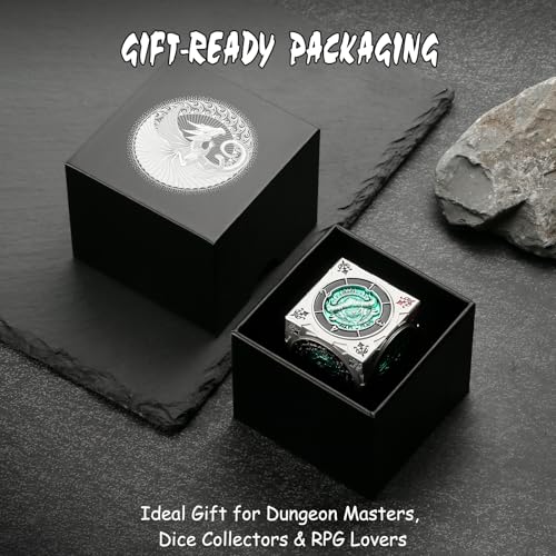 DNDND Multi-Functional Spinner Dice Cube – Iconic D&D Monster Themed Collector's Gift for TTRPG, DND Dungeon Masters & RPG Tabletop Gaming (Silver&Green) - color: Silver Green
