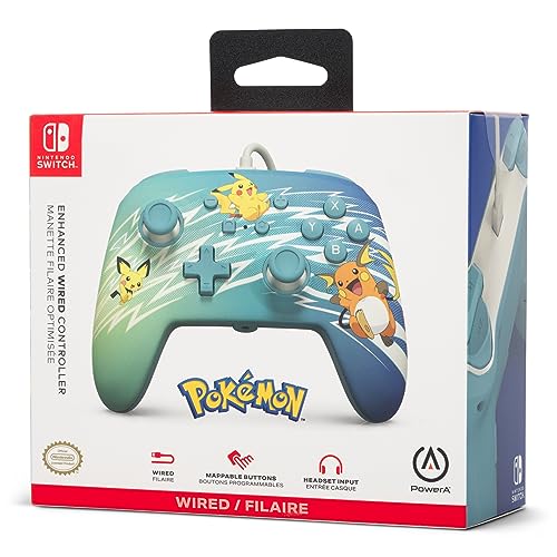 PowerA Enhanced Nintendo Switch and Switch 2 Wired Controller - Pikachu Evolution, Pokemon Switch Controller, Mappable Gaming Buttons, Officially licensed - color: Pikachu Evolution