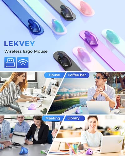 Lekvey Ergonomic Mouse, Vertical Wireless Mouse Rechargeable 2.4G USB Optical Carpal Tunnel Mice : 3 DPI 800/1200/1600 Levels 6 Buttons, for Laptop, PC, Mac, Computer, Desktop, Notebook etc, Blue - color: Blue
