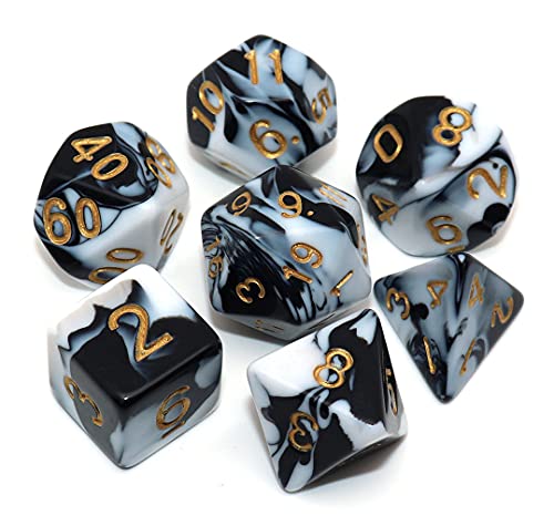 DND RPG Polyhedral Dice Set Black & White Dice for Dungeon and Dragons D&D Pathfinder Role Playing Game Dice with Dice Bag - color: White Mixed Black