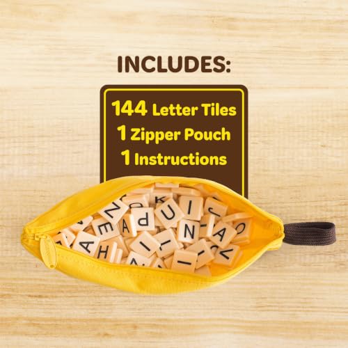 Bananagrams Classic Word Game, 144 Tiles in Banana Pouch, Travel Game | Fast-paced spelling & anagram game for 1-8 players; portable pouch, educational wordplay for kids and adults ages 7+ - style: Classic