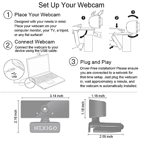 NexiGo 1080P Business Webcam Kits, N660 HD Web Camera with Microphone and Privacy Cover, Software Control, Lightweight Mini Tripod, Extendable Stand, for Zoom/Skype/Teams