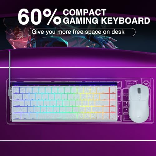 AULA Hero 68 HE 60% Gaming Keyboard Wired, Hall Effect Magnetic Switch Keyboard with 8K Hz Polling Rate, Side Printed PBT Keycaps, RGB Backlit Light Box, Customizable Web Software for PC/Mac Gamers - color: Line White