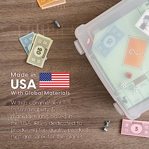 IRIS USA Board Game Storage |Made in USA| Slim Craft Case (4-Pack) - Clear | Fits 8.5" x 11" & A4 Paper, Organizers with Built-In Handle & Snap-Tight Lids, Containers for Puzzles, Art & Scrapbooking - size: 4 Pack