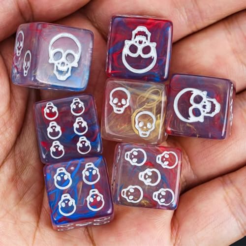 Skull Dice,10 Pieces 16MM Halloween D6 Dice Mini Skull Face,Unique 6 Sided Dice Set Standard Game Dice for MTG DND Tenzi Farkle Yahtzee Bunco(Blue) - color: Blue