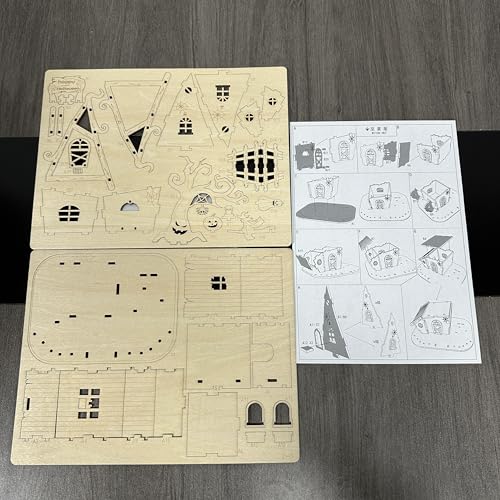 할로윈 마녀 집 3D 나무 퍼즐 키트 - 성인용 DIY 유령의 집 조립 모델, 으스스한 할로윈 장식, 청소년을 위한 재미있는 공예 선물