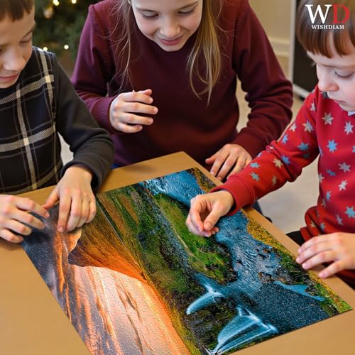 Jigsaw Puzzles for Adults, 2 Pack Puzzles for Adults 1000 Pieces,Sunset Over Kirkjufell in Iceland & Wooden Long Bridge in Plitvice National Park, Gifts for Women &Mom - color: Sunset Over Kirkjufell & Wooden Long Bridge