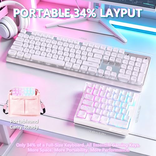 ATTACK SHARK M36 HE One-Handed Magnetic Switch Keyboard, 8000Hz Polling, Hot-Swappable, High-Precision 0.01mm, 36 Keys Wired Keypad with RGB Backlit, C01 Ultra Led Aviator Cable-White Contour - color: White Contour