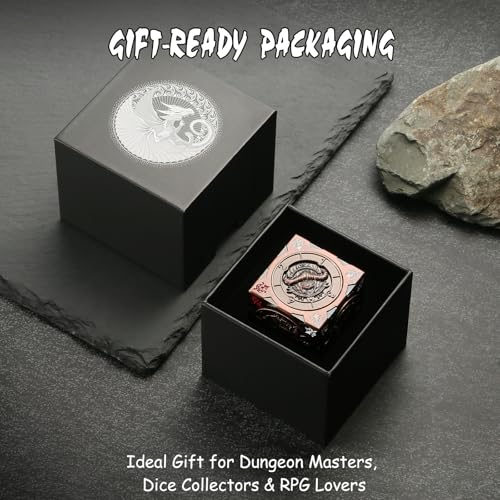 Spinner DND Dice Cube, DNDND 7-in-1 Spinning Dice Set with Gift Box for Dungeons and Dragons D&D Tabaltop Ideal Collector's Gift for Dungeon Masters (Copper) - color: Copper