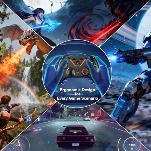 Wireless Gaming Controller for PC/NS/Android(2-Pack): Wired & USB Receiver Wireless & Bluetooth, Pressure-Sensitive Trigger, 6-Axis Motion, Dual Vibration Feel, Turbo, Ergonomic Design(No Xbox/PS) - color: 2 Black