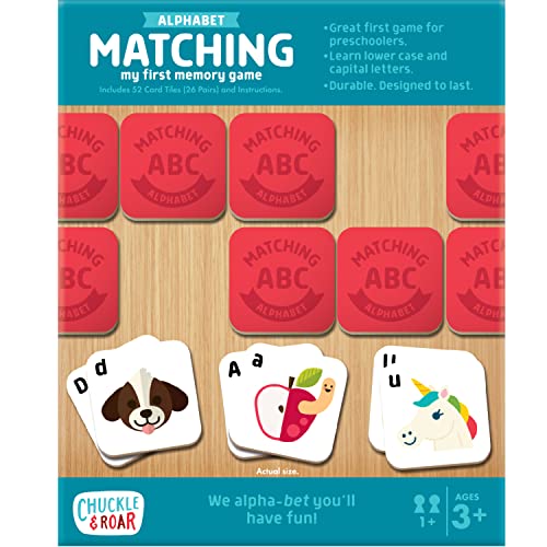 Chuckle & Roar Alphabet Matching Memory Game, Toddler Games, Kids Ages 3+ | Uppercase & Lowercase Letter Match, Up to 4 Players, Travel Toy for Toddlers 3-5, Screen-Free Preschool Game, Learning Game - color: Multicolor