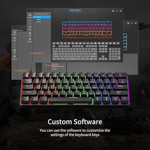 Newmen GM611 Mechanical Keyboard,LEDBacklit Wired Gaming Keyboard RedSwitch | Compact Portable,Mini 61 Keys,LED Backlit,60 Percent Mechanical Keyboard,Black Keycaps,Windows Laptop PC,Linear Red Switches - color: black keycaps-red switch
