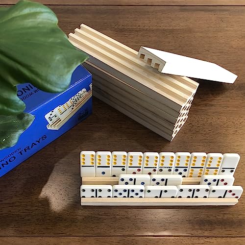 Yuanhe Wooden Domino Racks Set of 8, Domino Trays Holders Organizer for Classic Board Games, Dominoes Accessories - style: 8 Pack