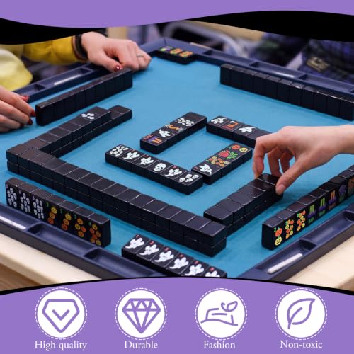 160 Pcs Halloween American Mahjong Set 1.2 Inch Pumpkin Cat Witch Ghost Mini Mahjong Tiles Set Melamine Carved Pattern for Adult Halloween Mah Jong Lovers Social Games (Black,Classic) - color: Black, style: Classic