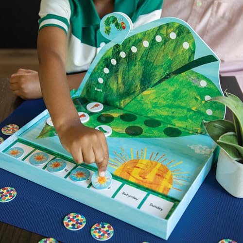 World of Eric Carle , The Very Hungry Caterpillar Snack Match Game – Cooperative Memory Board Game for Kids Ages 4+, 2‑6 Players, 3‑D Leaf Board & 31 Tokens Included
