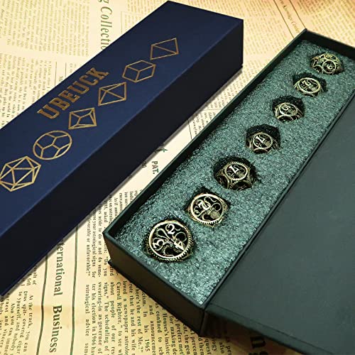 DND Dice,Hollow D&D Metal Dice,Unique Round Ball Design Octopus Dice with Gift Box for Dungeons & Dragon Gaming,7 PCs Steampunk Polyhedral D and D Dic (Ball Octopus Bronze) - color: Ball Octopus Bronze