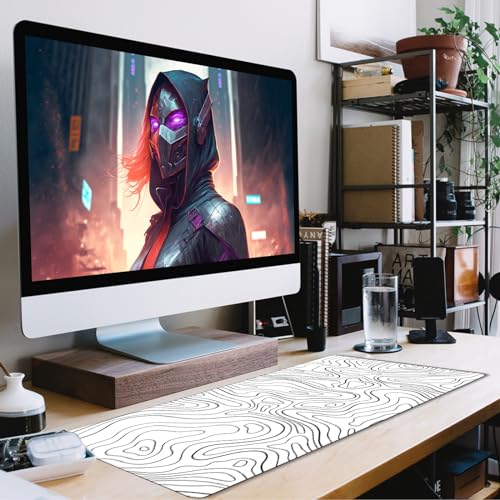 TEDNETGO Extra Large Mouse Pad, Gaming Mouse Pad, Waterproof Extra Large Mousepad with Stitched Edges, Non-Slip Base Keyboard Pad for Gamer, Office & Home, 31.5 x 15.8, Black Lines - color: Black Lines, size: 31.5L x 15.7W inches