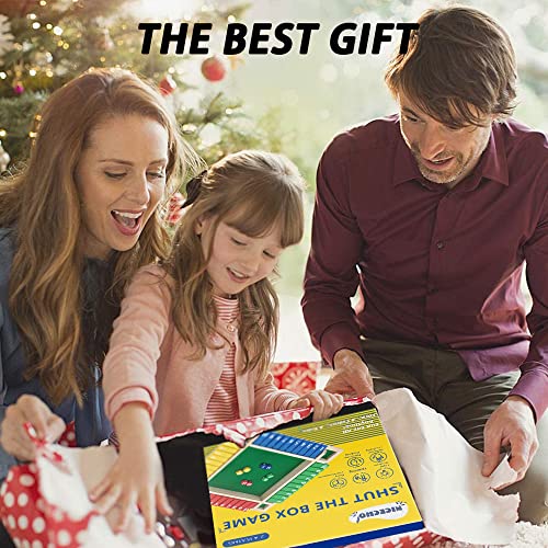 Nicecho Shut The Box Dice Game,2-4 Player Family Wooden Board Table Math Games for Adults and Kids, 8 Dices Classics Games for Classroom,Home,Party or Pub - size: 8.74 x 8.74 inches