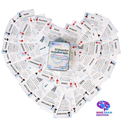 Mind Brain Emotion 52 Essential Inclusion Skills - A to Z Guide to Kindness, Compassion, Respect for Diversity and Disabilities - Educational Cards and Health Advocate to Teach Kids Empathy - style: Inclusion Skills