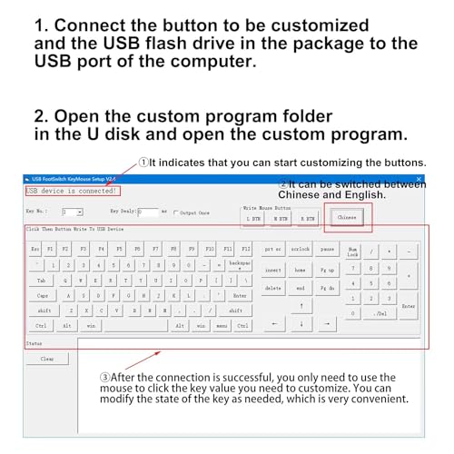 Programmable USB Macro Keyboard, Major Policy Decision Buttons, One Handed Gaming PC Switch Control Keyboard, USB Flash Drive with Customized Program, Default Enter Function, Red - color: Programmable / Black&Red / Default Enter