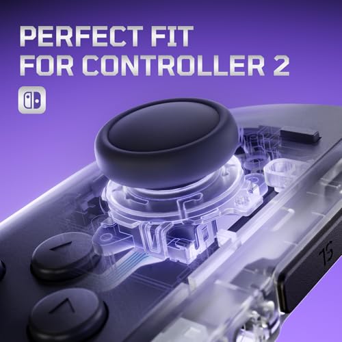 eXtremeRate Replacement 3D Joystick & Thumb Grips & Side Rail Shell Buttons for Nintendo Switch 2 JoyCon, Console Rail Stickers Controller Left Right Analog Stick Thumbsticks Caps for Switch 2 - Clear - color: Clear