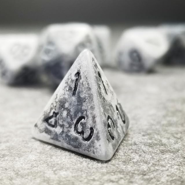 Sage’s Portal Stones DND Dice Set Acrylic Opaque 7-PC Polyhedral DND Dice Set for Dungeons and Dragons D&D Sage’s Cantrips RPG Tabletop TTRPG (Ancient Silver Stone) - color: Ancient Silver Stone