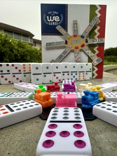 WE Games Personalized Mexican Train Dominoes in Wooden Treasure Box, Dominoes Set for Adults, Customized Gifts