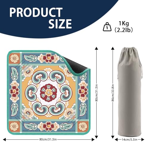 Green Mahjong Mat for Table, American Mahjong Mat with Printed Rules, 31.5x31.5 in, Anti-Slip, Noise-Reducing Table Cover with Carrying Bag for Mahjong, Poker, Dominoes and Card Games - color: Sage Green
