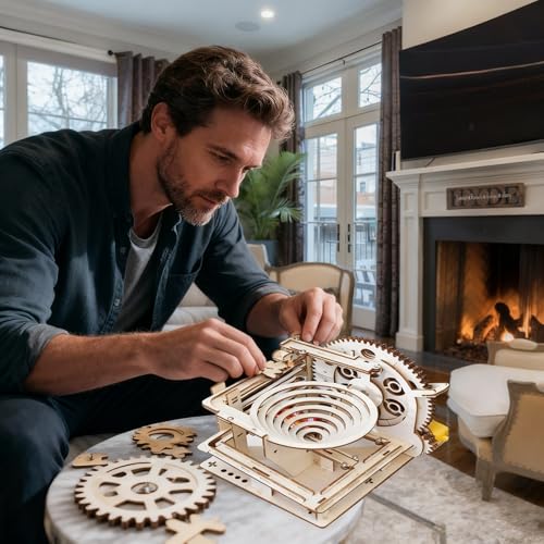 3D Puzzle Marble Run for Adults Wooden Engineering Puzzle Kit Wood Mechanical Puzzles DIY Mode Kits for Adult Age 14+ Years Old - style: Spiral track
