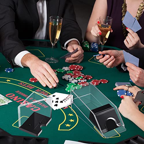 Honoson 4 Deck Blackjack Shoe and Discard Tray Acrylic Blackjack Dealing Shoe Card Dispenser for Playing Cards Discard Holder Trays for Game Poker Accessories (Clear) - color: Clear, style: 4 Deck