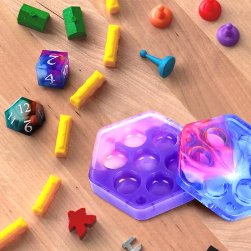 KISREL Dice Resin Molds, DND Dice Set and Organizer Box Epoxy Resin Mold with 7 Standard Stereoscopic Dice Cavities, Silicone Molds for Resin, DND Dice Set Making Kit, Table Board Game - size: Dice Resin Molds - 7pcs