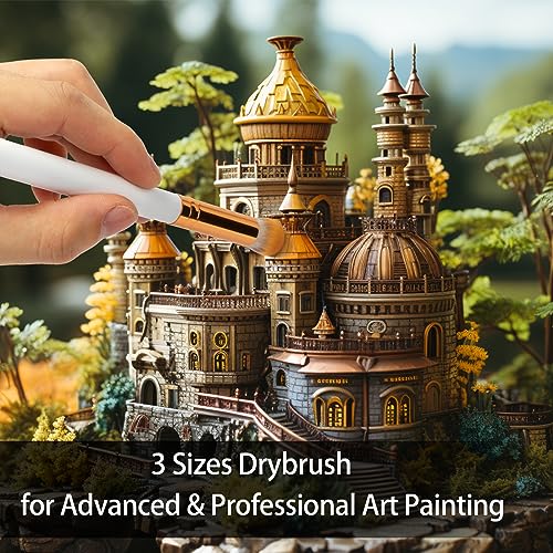UNIMEIX Dry Brush Miniature Painting Drybrush Detail Paint Brush Set Hobby Detail Blending Brushes for Effortless Watercolor Brushes Scale Model Painting (8 Pack) - color: White
